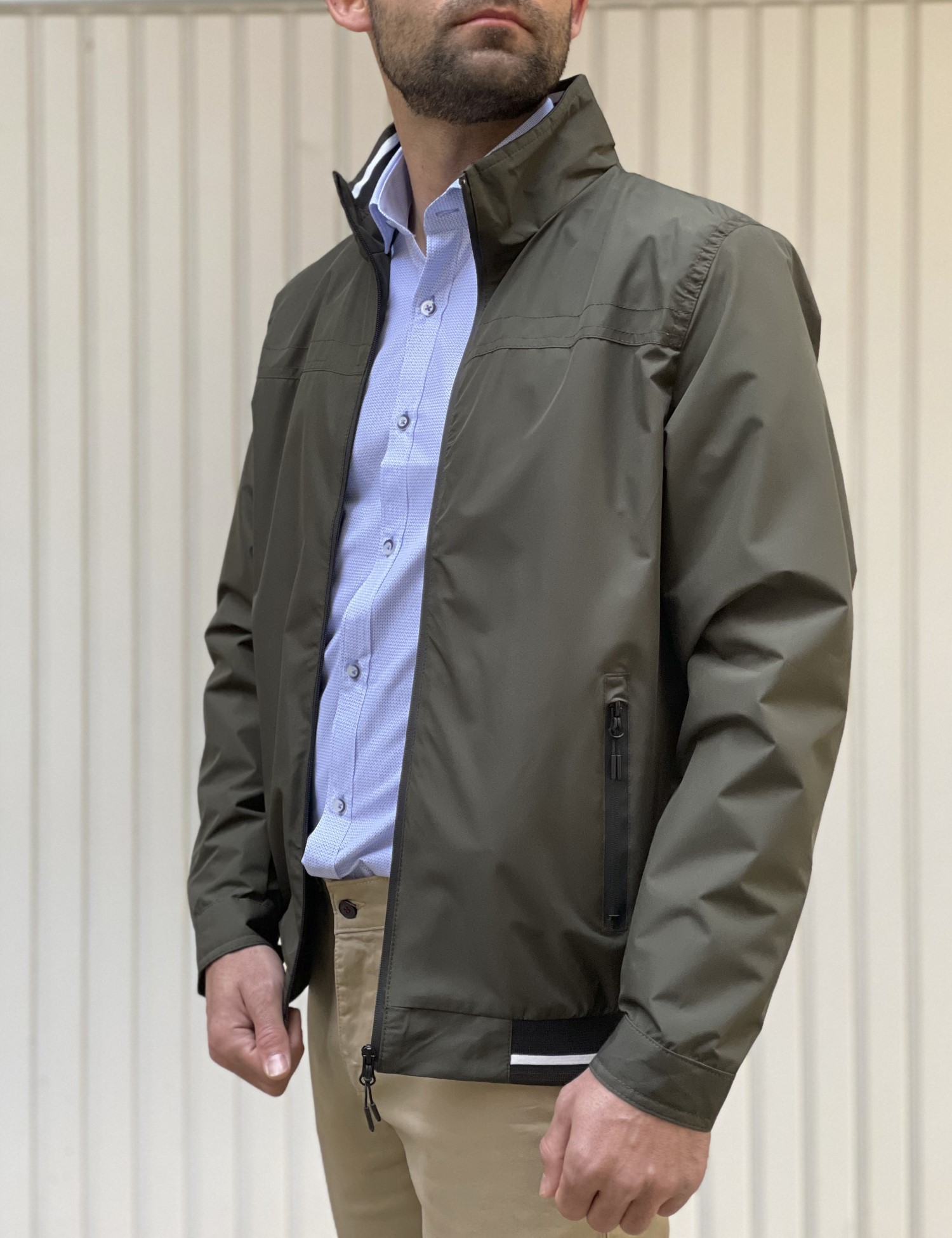 Ανδρικό χακι Jacket με γιακά WS10160P φωτογραφία